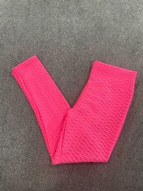 High-Rise Textured Butt Lifting Hot Pink Leggings